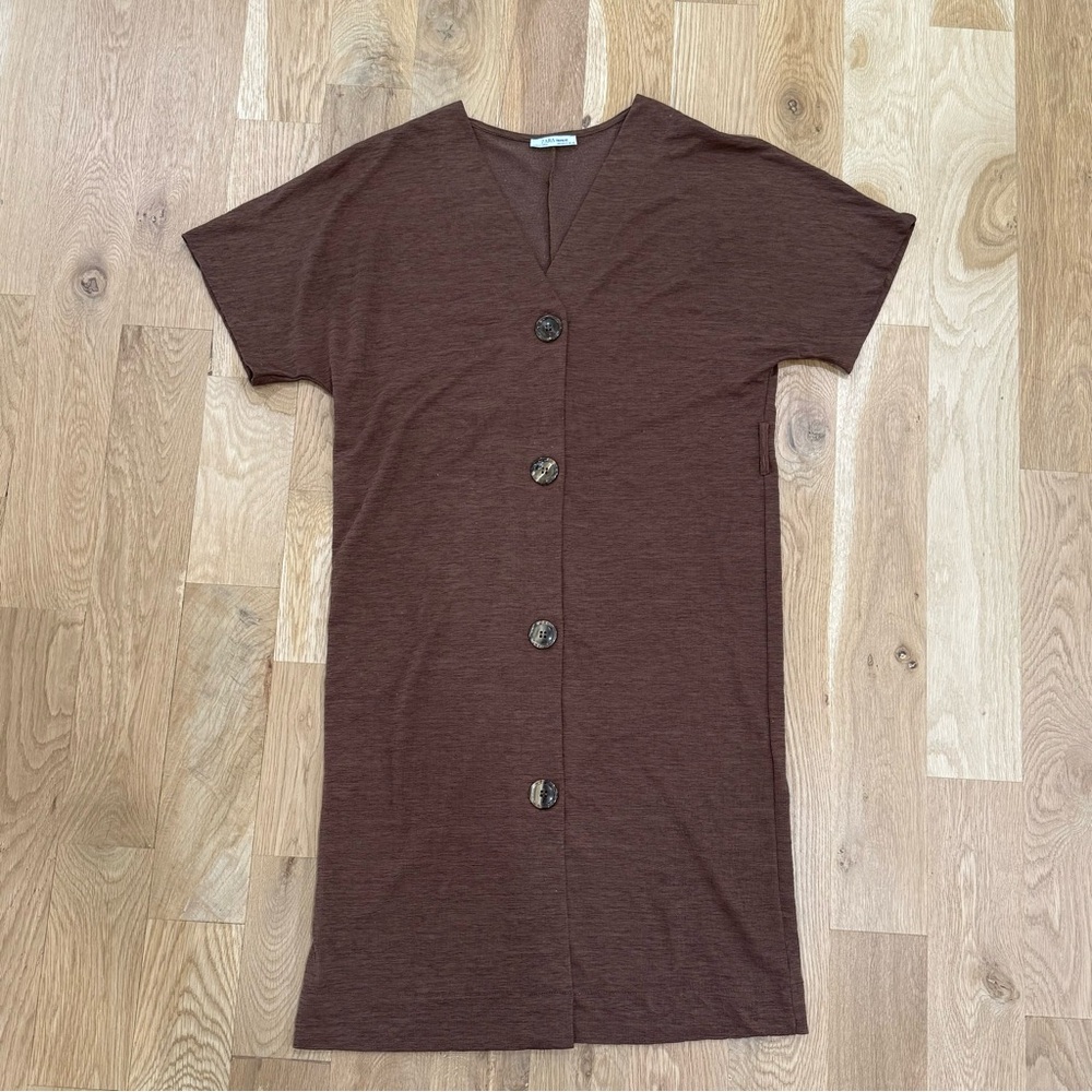 Zara Trafaluc Brown Button Down Dress size M